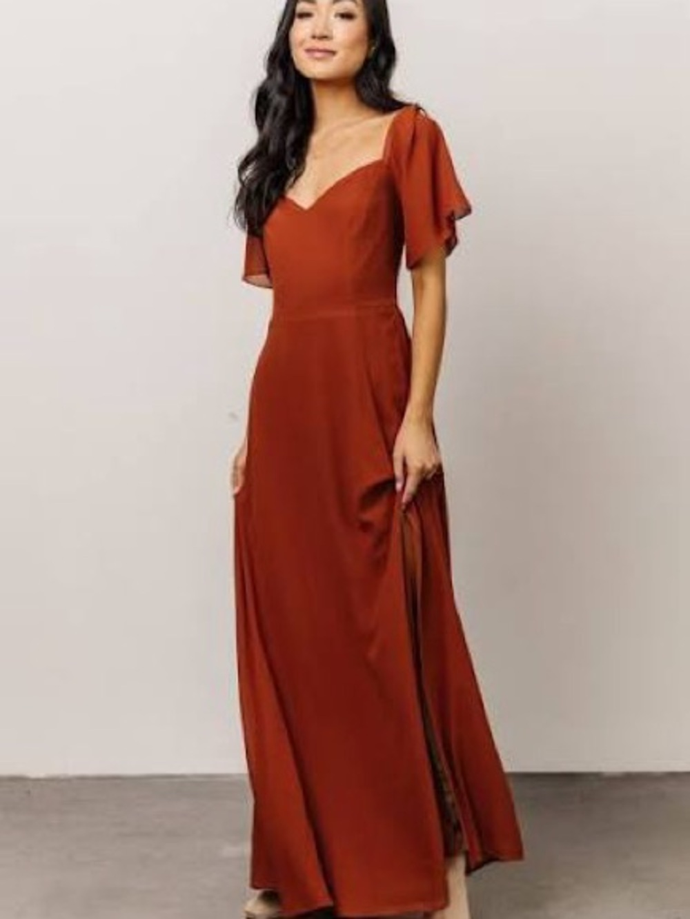 Baltic Born Rust Flutter-Sleeve Maxi Dress